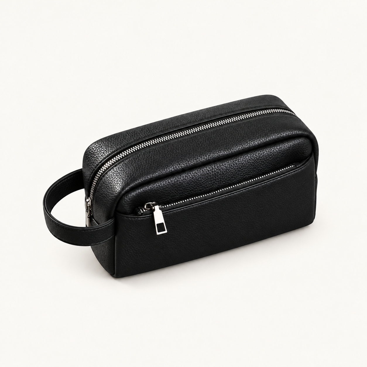 Premium Black Leather Toiletry Bag – Classic Dopp Kit & Travel Organizer