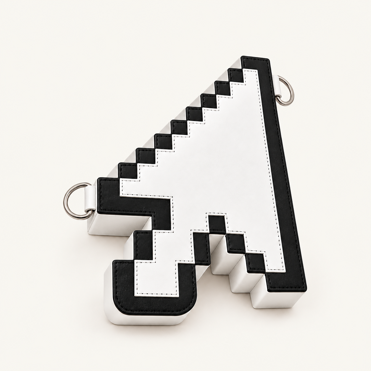 Pixel Cursor Leather Crossbody Bag – Black & White Geometric Statement Bag