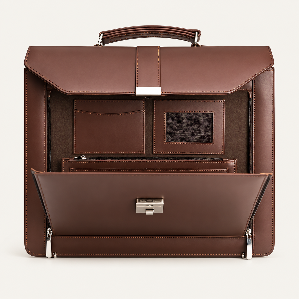 Men’s Brown Leather Executive Briefcase – Structured Business Bag Gallery