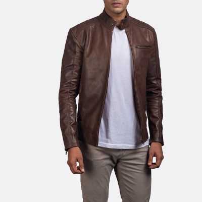 Dean Brown Leather Biker Jacket2 of 6 2 1531219398021
