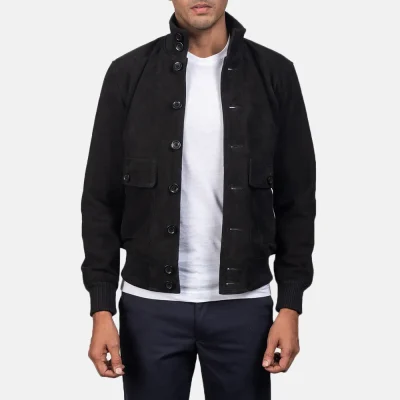 Eaton Black Suede Bomber Jacket for men 3 1550759396596
