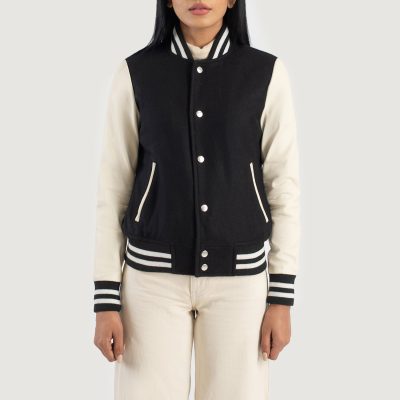 WomensSavantBlackWhiteHybridVarsityJacketCloseFront 5 1686936247675