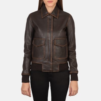 WomensWestaA 2BrownLeatherBomberJacketCloseFront 5 1659377752278