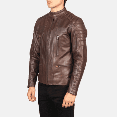 Damian Brown Leather Biker Jacket2