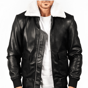 Black Leather Jacket With Fur Collar