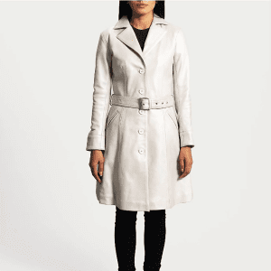 White Leather Long Coat